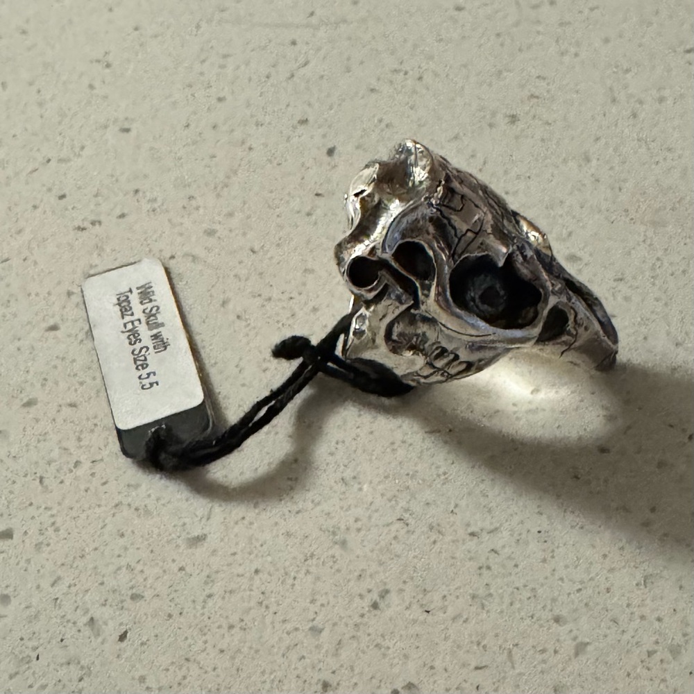 Jungle Tribe Solid Sterling Silver Wild Skull Ring with Topaz Eyes, NWT, 5.5 - Picture 8 of 8